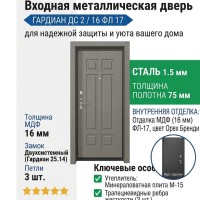 Входная металлическая дверь ДС 2  16 ФЛ 17