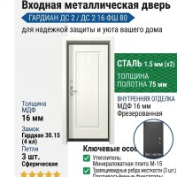 Входная металлическая дверь ДС 2  16 ФШ 80
