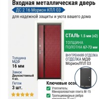Входная металлическая дверь ДС 2  16 Морион КПЛ 03