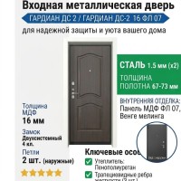 Входная металлическая дверь ДС 2  16 ФЛ 07