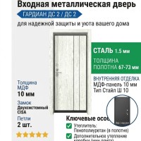 Входная металлическая дверь ДС 2  6 Стайл Ш 10