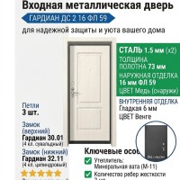 Входная металлическая дверь ДС 2  16 ФЛ 59
