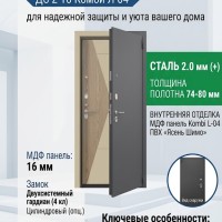 Входная металлическая дверь ДС 2  16 Комби Л 04