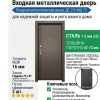 Входная металлическая дверь ДС 2  6 ФШ 72