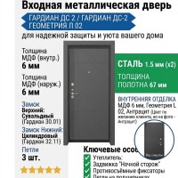 Входная металлическая дверь ДС 2  6 Геометрия Л 02