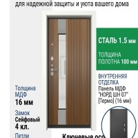 Входная металлическая дверь Thermo [Термо] 100  16 Норд ШН 07 внутренняя