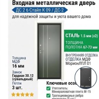 Входная металлическая дверь ДС 2  6 Стайл К 09